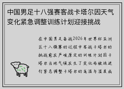 中国男足十八强赛客战卡塔尔因天气变化紧急调整训练计划迎接挑战